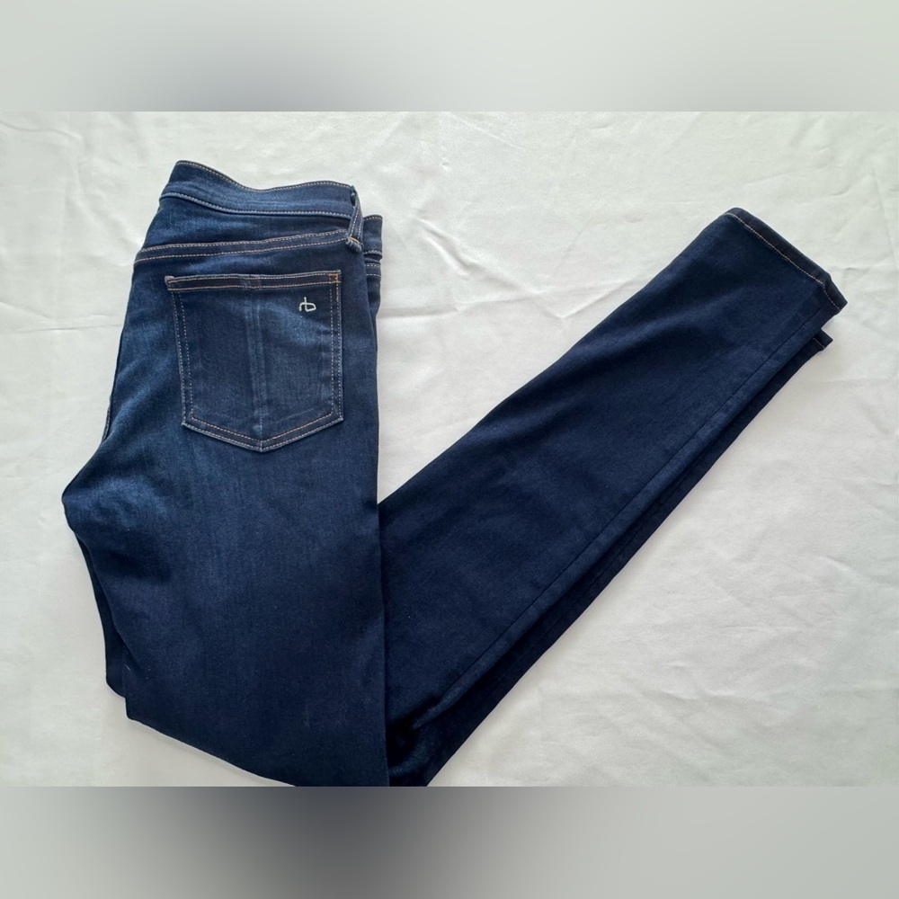 Dark Wash Straight Leg Jeans Mid Rise Classic Denim Size 6